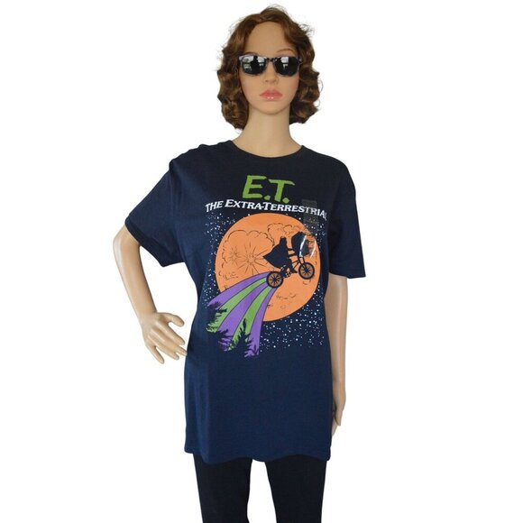 NWT E.T. The Extra-Terrestrial Graphic T-Shirt Men X-Large Navy Orange Purple - Picture 1 of 6